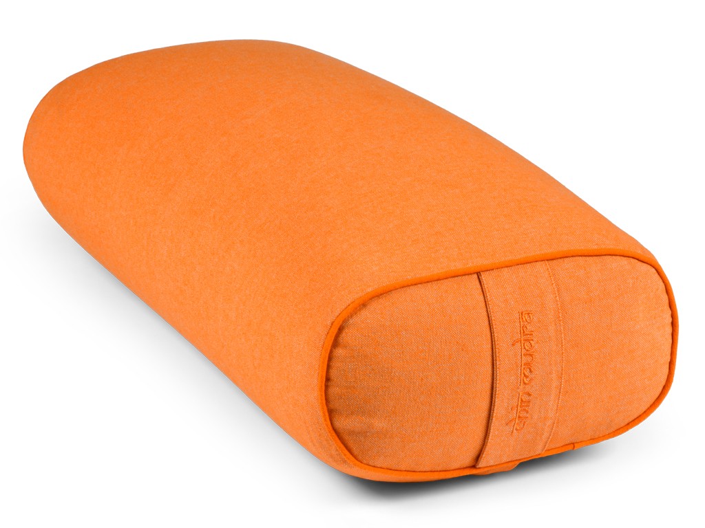 Item Oval yoga bolster in organic cotton chambray - Spelt Chambray saffron
