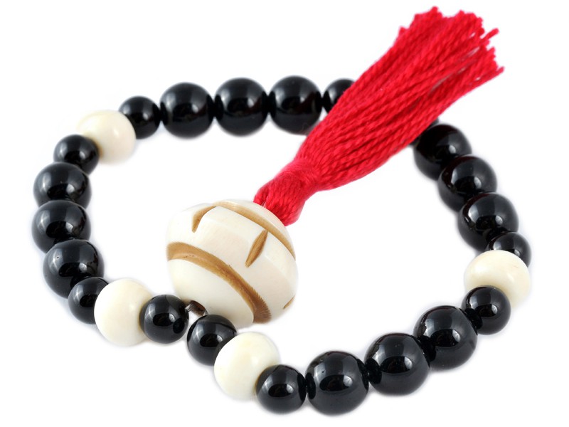 Item Mala 27 perles Onyx & Os