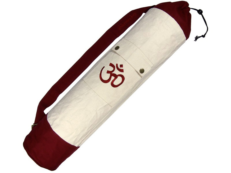 Item 100% Organic cotton Chin Mudra mat bag 71cm x 15 cm Ecru/Burgundy