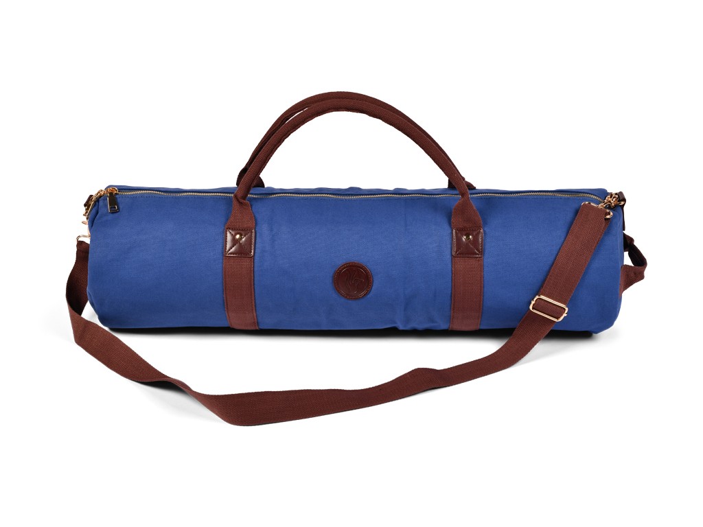 Item Rugged Yoga Mat Bag in Organic Cotton and Vegan Leather - Warm Blue 20 cm x 70 cm