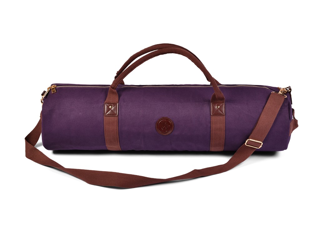Item Adventurer Yoga Mat Bag in Organic Cotton and Vegan Leather - Plum 20 cm x 70 cm