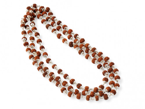 Mala 108 perles - Argent massif & Rudraksha 6mm
