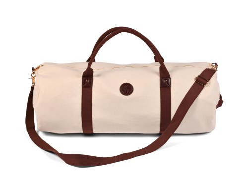 Outdoor Yoga Mat Bag in Organic Cotton and Vegan Leather - Ecru