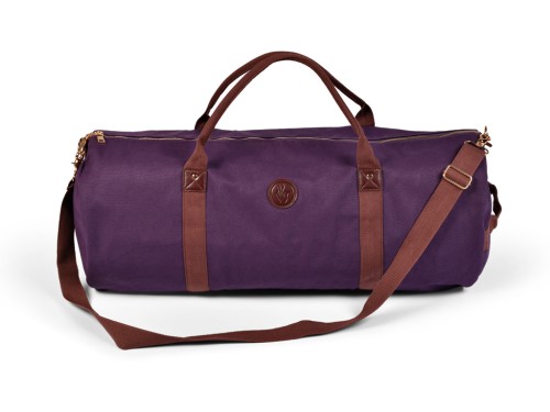 Adventurer Yoga Mat Bag in Organic Cotton and Vegan Leather - Plum